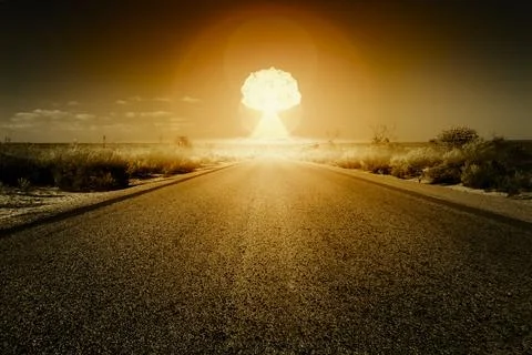 Nuclear bomb explosion Stock Photos