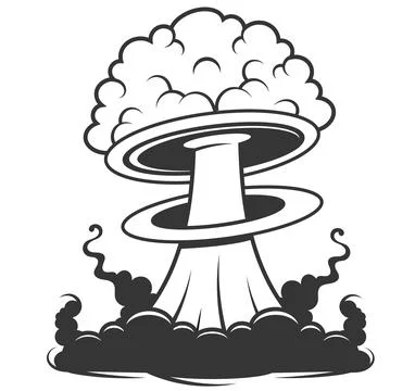 Nuclear bomb explosion vector icon isolated on black Stock Illustration