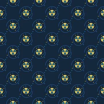 Nuclear Bomb in Galaxy vector colored seamless pattern Illustrazione stock