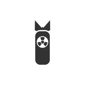 Nuclear bomb icon flat Stock Illustration