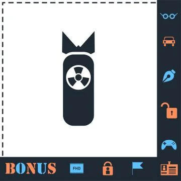 Nuclear bomb icon flat Stock Illustration