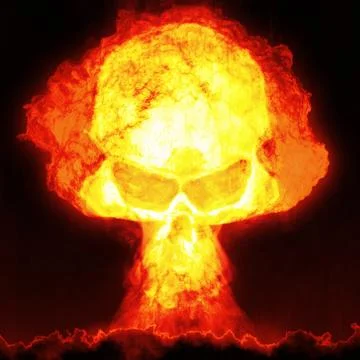 Nuclear bomb with skull Illustrazione stock
