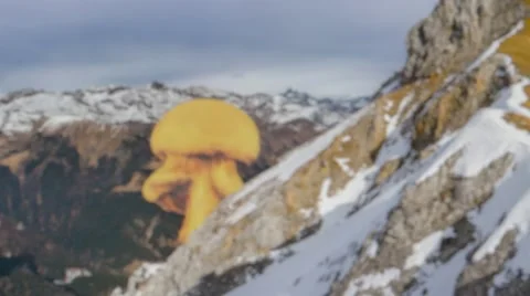 Nuclear Bomb On Snowy Mountain Stock Footage