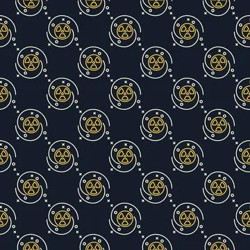 Nuclear Bomb in Space vector thin line seamless pattern イラスト素材