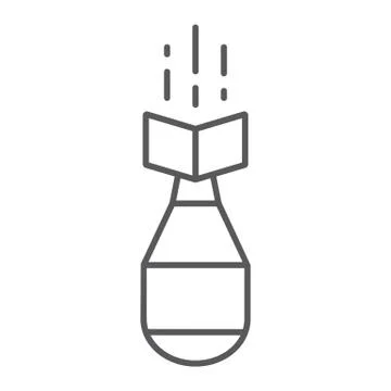 Nuclear bomb thin line icon, weapon and military, air bomb sign, vector graphics Stockillustratie