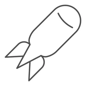 Nuclear bomb thin line icon. Atomic ammunition, air rocket symbol, outline style Stock-Illustration