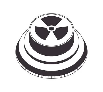 Nuclear button 2D line object Stock Illustration