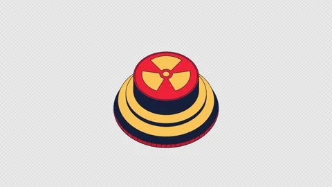 Nuclear button pressing 2D cartoon object animation Stock Footage 337540927