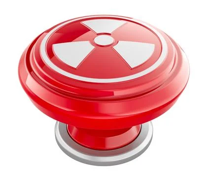 Nuclear button, red push button with radiation symbol, 3D rendering Stock Illustration