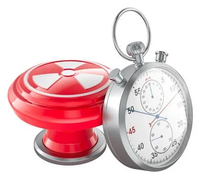 Nuclear button with stopwatch, 3D rendering 스톡 일러스트