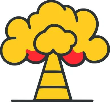 Nuclear Cloud Tree Symbol with Danger and Energy Stock Illustration