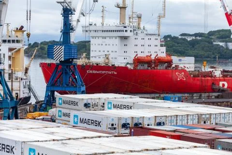 Nuclear container ship "Sevmorput" Stock Photos