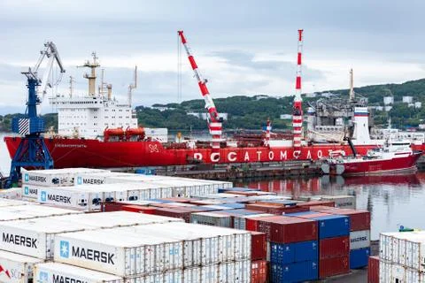 Nuclear container ship "Sevmorput" Stock Photos