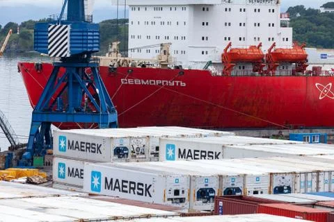 Nuclear container ship "Sevmorput" Stock Photos