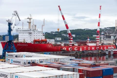Nuclear container ship "Sevmorput" Stock Photos