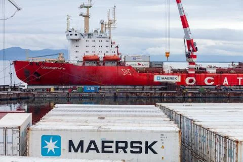 Nuclear container ship "Sevmorput" Stock Photos