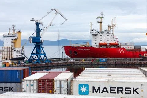 Nuclear container ship "Sevmorput" Stock Photos