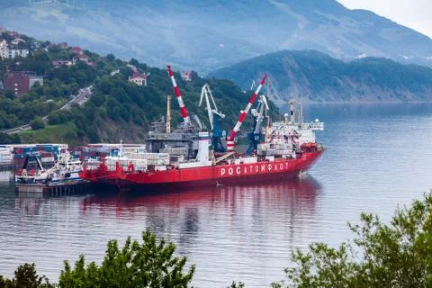 Nuclear container ship "Sevmorput" Stock Photos