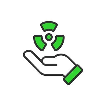 Nuclear Control, in line design, green. Nuclear, Control, Safety, Reactor Stock Illustration