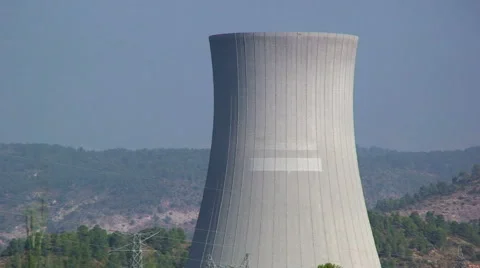 Nuclear cooling tower Stock Footage 49964185