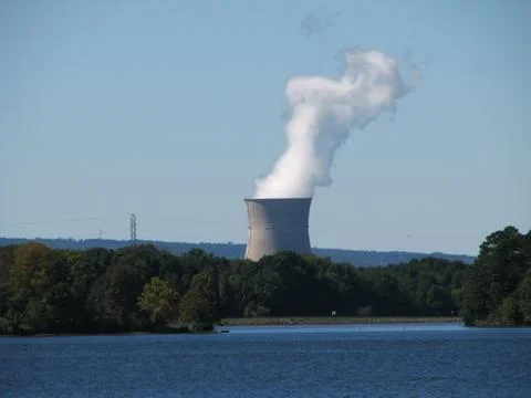 Nuclear cooling tower Stock Photos