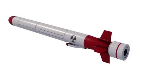 Nuclear Cruise missile. 3D render Stock Footage 139095757