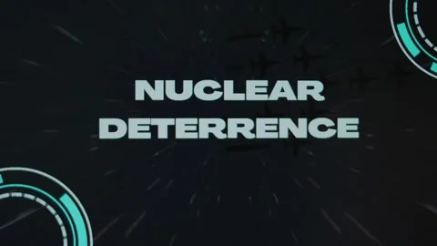 Nuclear Deterrence inscription on black background with stars disappearing with Stock Footage 270949633