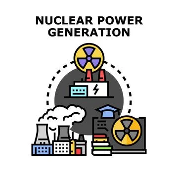 Nuclear electric power generation technology concept Stock Illustration