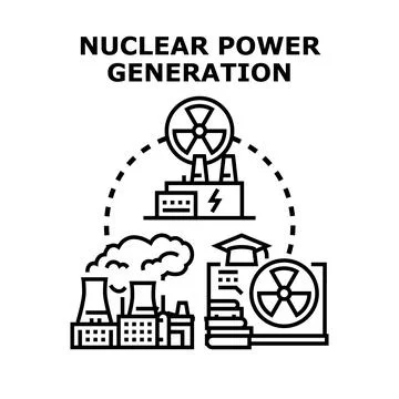 Nuclear electric power generation technology concept Stock Illustration
