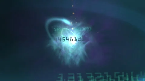 Nuclear Energy Digital Numbers In Data Clouds Stockbeeldmateriaal 302305488