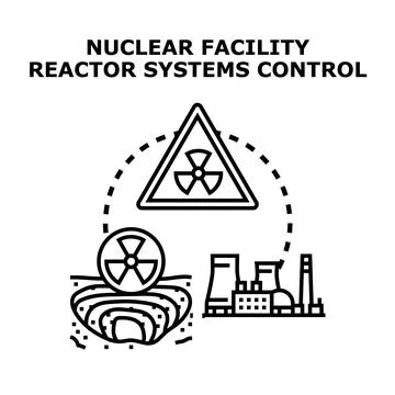Nuclear energy facility reactor system control concept Stock Illustration