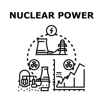 Nuclear energy generating electric power concept illustration Stock Illustration