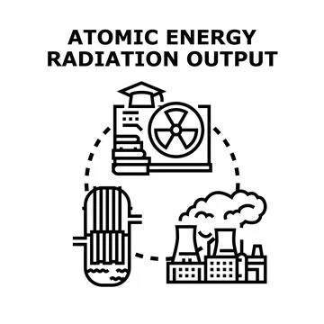 Nuclear energy generating electricity concept illustration Stock Illustration