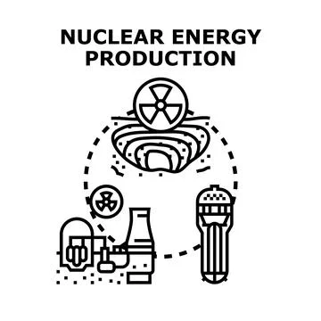 Nuclear energy generating process and power facility concept Stock Illustration