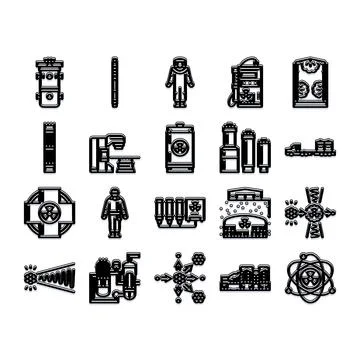 Nuclear energy power generation elements collection Stock Illustration