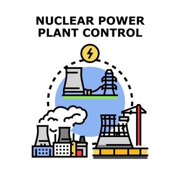 Nuclear energy power plant control concept vector Ilustración de archivo