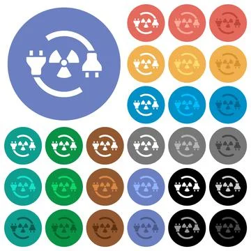 Nuclear energy round flat multi colored icons イラスト素材