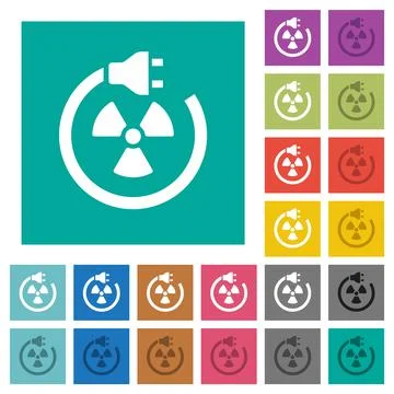 Nuclear energy square flat multi colored icons Ilustración de archivo