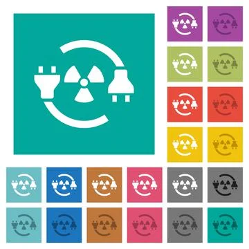 Nuclear energy square flat multi colored icons イラスト素材