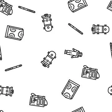 Nuclear engineer energy power vector seamless pattern Stock Illustration