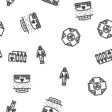 Nuclear engineer energy power vector seamless pattern Stock Illustration