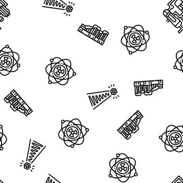 Nuclear engineer energy power vector seamless pattern Illustrazione stock