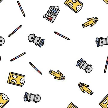 Nuclear engineer energy power vector seamless pattern Illustrazione stock