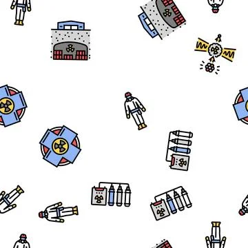 Nuclear engineer energy power vector seamless pattern Illustrazione stock