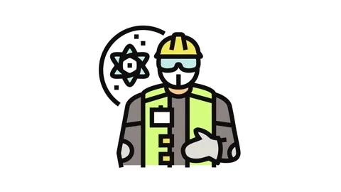 Nuclear engineer worker color icon animation Stock Footage 326100319