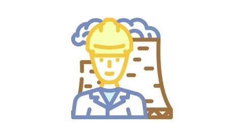 Nuclear engineer worker color icon animation Stock Footage 327271294