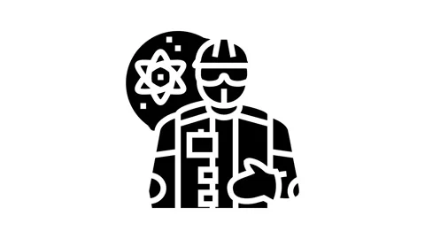 Nuclear engineer worker glyph icon animation Stock Footage 326158239