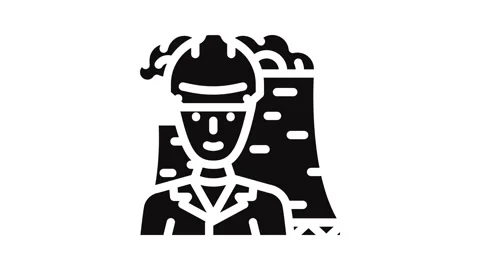 Nuclear engineer worker glyph icon animation Stock Footage 326746245