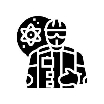 Nuclear engineer worker glyph icon vector illustration Stock Illustration