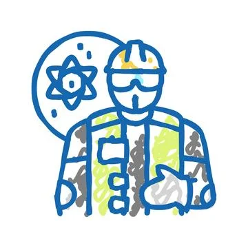 Nuclear engineer worker icon doodle illustration Illustrazione stock